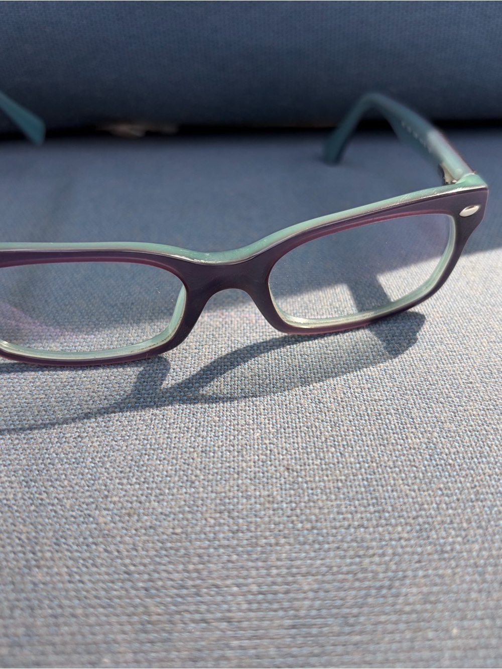 Ray-Ban Kids Rectangular Two-Tone Purple and Teal Frames